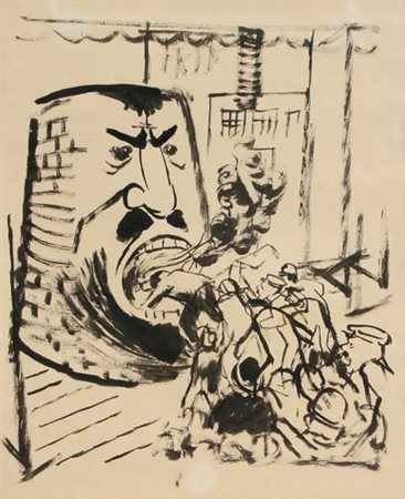 George GROSZ Berlino 1893-1959 Altoforno come Moloch, 1924 china su carta ink...