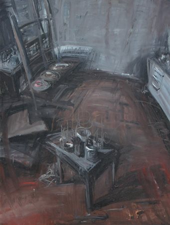 Alessandro PAPETTI Milano 1958 Interno di studio olio su tavola oil on board...