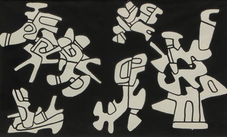 Jean DUBUFFET Le Havre 1901 - Parigi 1985 Cheval, chien, oiseau, maison, 1970...