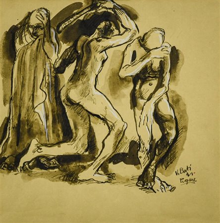 Vinicio Berti (Firenze 1921 1991) Figure, 1941 Tecnica mista su carta, cm....