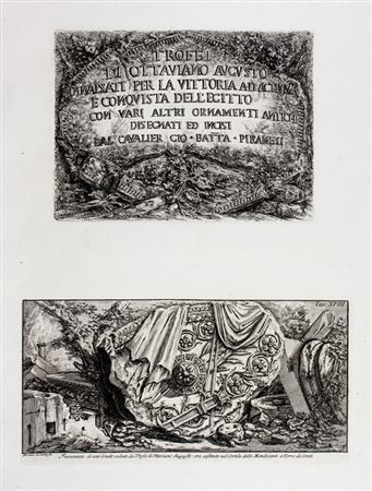 Giovanni Battista Piranesi,&nbsp;Lotto in 5 tavole da Trofei di Ottaviano...