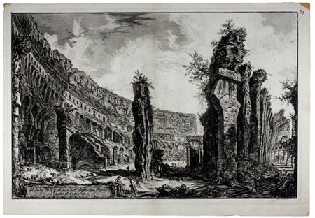 Giovanni Battista Piranesi,&nbsp;Veduta dell'interno dell'anfiteatro Flavio...