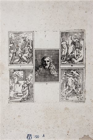 Guido Reni,&nbsp;Lotto di tre incisioni 16031) e 2) Due tavole da IL FUNERALE...