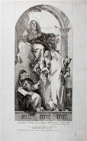 Giandomenico Tiepolo,&nbsp;La Vergine e tre sante domenicane.Acquaforte. mm...