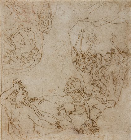 Anonimo del XVII secolo (dal Correggio),&nbsp;Giovane nudo fugge durante la...