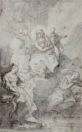 Anonimo del XVIII secolo,&nbsp;Madonna della neve.Penna e inchiostro bruno,...