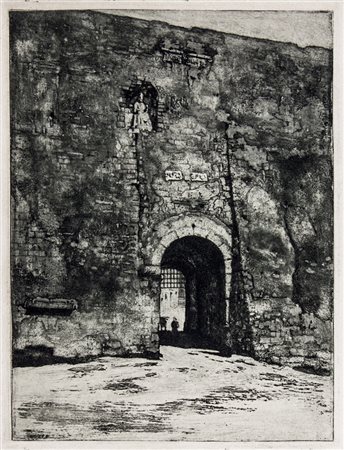 Bruno Croatto,&nbsp;Orvieto. Antiche mura con porta urbica. 1908...