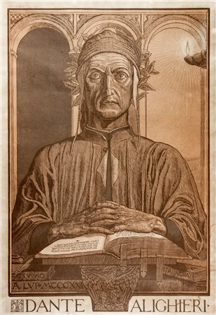 Adolfo De Carolis,&nbsp;Dante Alighieri.1920Xilografia a due legni. mm...