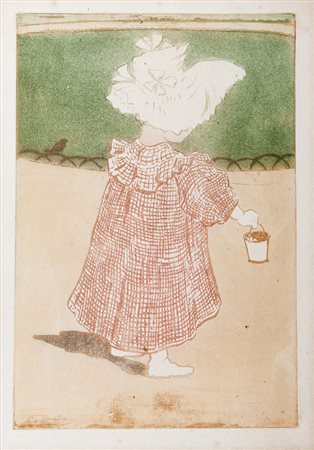 Eugène Delâtre,&nbsp;Enfant au jardin.1900 ca.Acquaforte e acquatinta a...