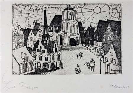 Lyonel Feininger,&nbsp;Kleinstadt. 1911Acquaforte. mm 155x235. Foglio: mm...