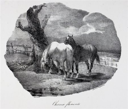 Théodore Géricault,&nbsp;Lotto composto di 2 litografie.18221) Chevaux...