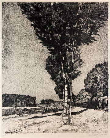 Llewelyn Lloyd,&nbsp;Paesaggio con alberi.1916Litografia. mm 420x340. Foglio:...