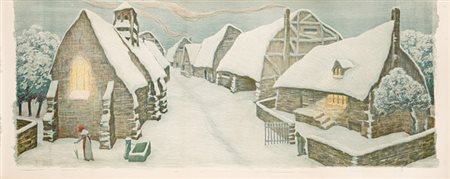 Alfredo Müller,&nbsp;Le Village en hiver (La Neige).1903Litografia a colori....