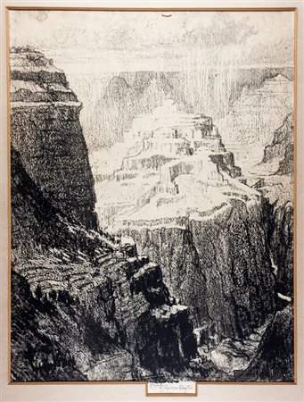 Joseph Pennell,&nbsp;Gran Canyon. Litografia. mm 560x430. Foglio: mm 630x490....