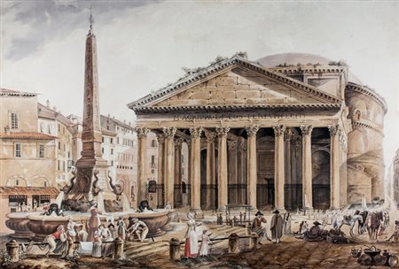 Anonimo del XIX secolo,&nbsp;Veduta del Pantheon.Prima metà del XIX...