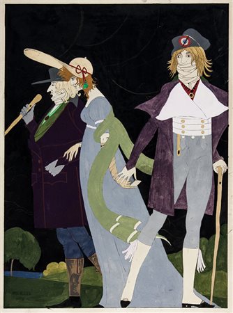 Paul Allier,&nbsp;Incroyable et Merveilleuse.1920Penna e tempera su carta. mm...