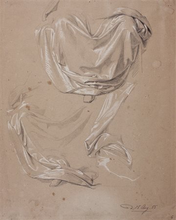 Giuseppe Bezzuoli&nbsp;[attribuito a],&nbsp;Studi di panneggio.1855Matita...