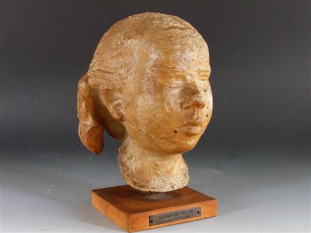 Lorenzo Pepe (1916-84) Testina di bimba 22 cm Litoceramica