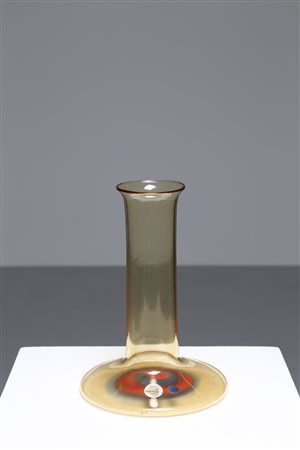 POTENZA GIANMARIA (n. 1936) Vaso bottiglia in vetro ambra e murrine, per La...