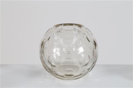 MAZZEGA Vaso in cristallo a semisfere convesse, per IVR. -. Cm 21,50 x 19,00...