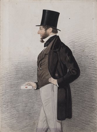 Richard Dighton (Londra 1795 - 1880) &quot;Ritratto di gentiluomo di profilo...