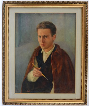 Caselli Silvano (Firenze 1921) "Ritratto di giovane pittore", olio su tela...