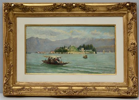 Ignoto "Veduta del Lago Maggiore con barche e l'Isola Bella sullo sfondo"...