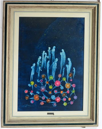 Giovanni Mason (1937) "Musica di luci" acrilico su tela (cm 70x50) firmato in...