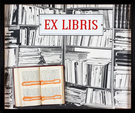 EUGENIO MICCINI 1925 - 2007 Ex Libris, 1977 Tecnica mista e collage su...