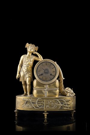ANONIMO Pendola in bronzo dorato con allegoria del commericio Epoca prima...