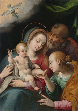 Scuola della fine del secolo XVI "Sacra Famiglia con Santa Maria Maddalena"...