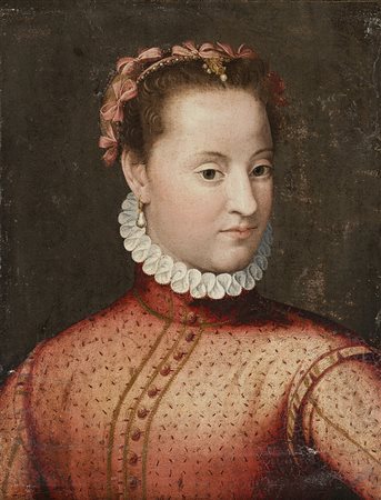 Scuola fiorentina dell'inizio del secolo XVII "Ritratto di dama" olio su tela...