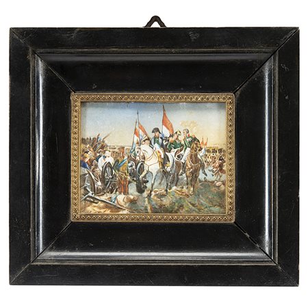 Miniatura su avoriolina raffigurante Napoleone ed il suo Stato Maggiore a...