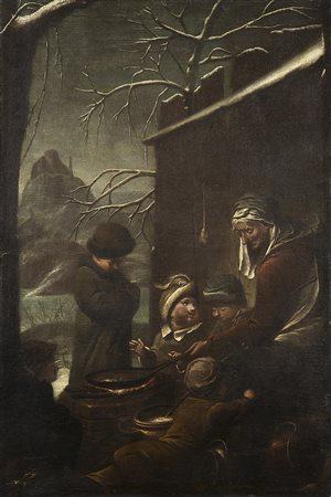 Maestro della fine del secolo XVII "Allegoria dell'Inverno" olio su tela (cm...
