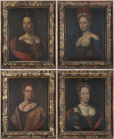 Scuola toscana della fine del secolo XVII "Serie di quattro ritratti di...