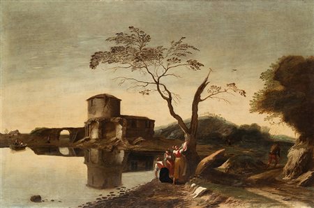 Bottega di Antonio Travi detto il Sestri, secolo XVIII "Lavandaie al fiume"...
