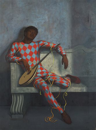 Aldo Pagliacci (1913 – 1991) "L'arlecchino stanco" 1963, olio su tela (cm...