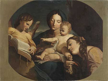 Ignoto da Correggio "Madonna con Bambino e Santa Maria Maddalena" olio su...