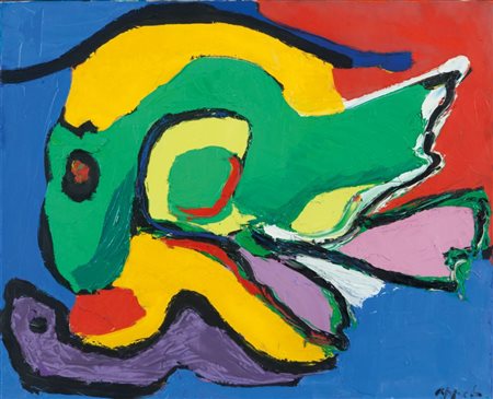 KAREL APPEL (1921-2006) Composition 1971acrilico su tela cm 60x73firmato in...