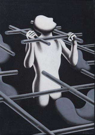 MARK KOSTABI (1960-) Gridlock 2005acrilico su tela cm 100x70firmato e datato...