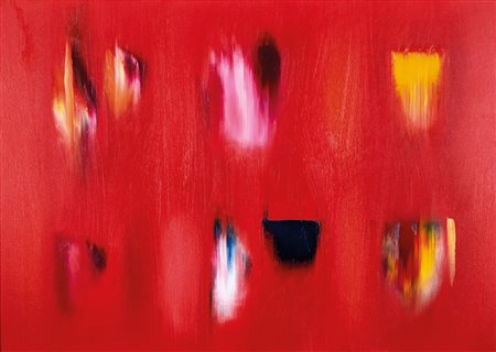 ENNIO FINZI (Venezia 1931), Architettura del colore in rosso, 1996 olio su...