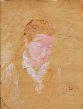 PIO SEMEGHINI (Quistello 1879 - Verona 1964), Ritratto, (anni '50) olio magro...