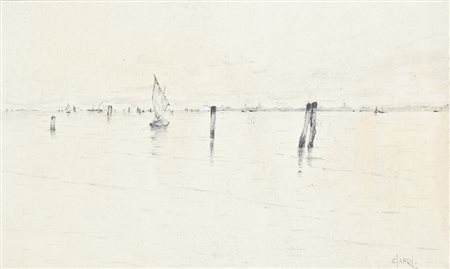 GUGLIELMO CIARDI (Venezia 1842 - 1917), Canale marino, (prima metà degli anni...