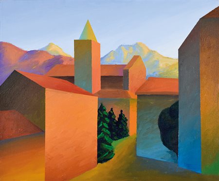 SALVO (Leonforte (En) 1947 - Torino 2015) Paesaggio, 1993 olio su tela, 50x60...