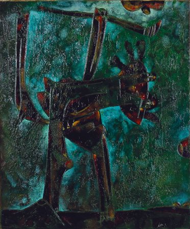 GIANNI DOVA (Roma 1925 - Pisa 1991) Il Fiocinatore, 1959 olio su tela, 60x50...