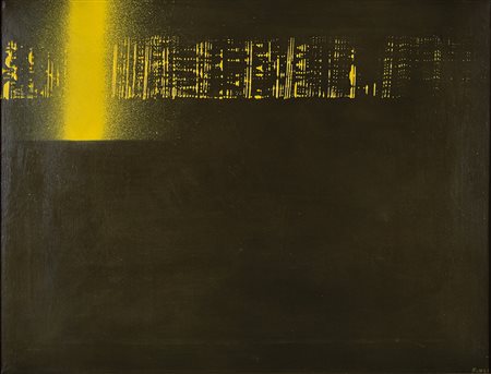 ENNIO FINZI (Venezia 1931) Vibrazione-Luce, 1957 tempera su tela, 50x65 firma...