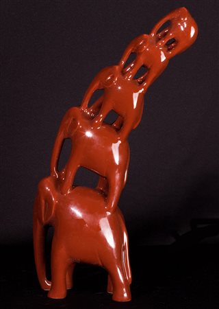 ALDO MONDINO (1938-2005)Scultura un cornoScultura in ceramica smaltataCm...