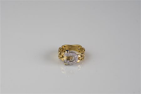 Anello pantere in oro, gr 6.50. Diamanti cts 0.22. Zaffiri cts 0.30. . ....