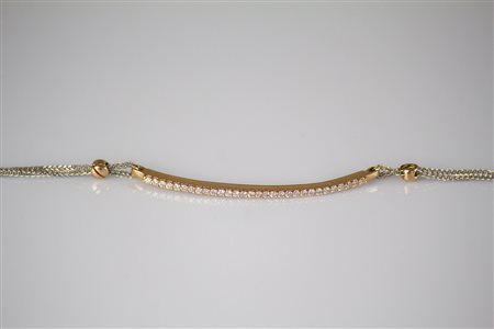 [Nessun Autore] Bracciale a barretta in oro rosso18tkt con catena in oro...