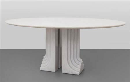 CARLO SCARPA Un tavolo "Samo" per SIMON, 1970. Marmo Naxos. Cm 72 (h) x 176 x...